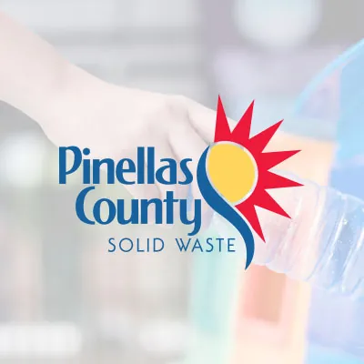 Pinellas County Solid Waste logo over a recycling photo