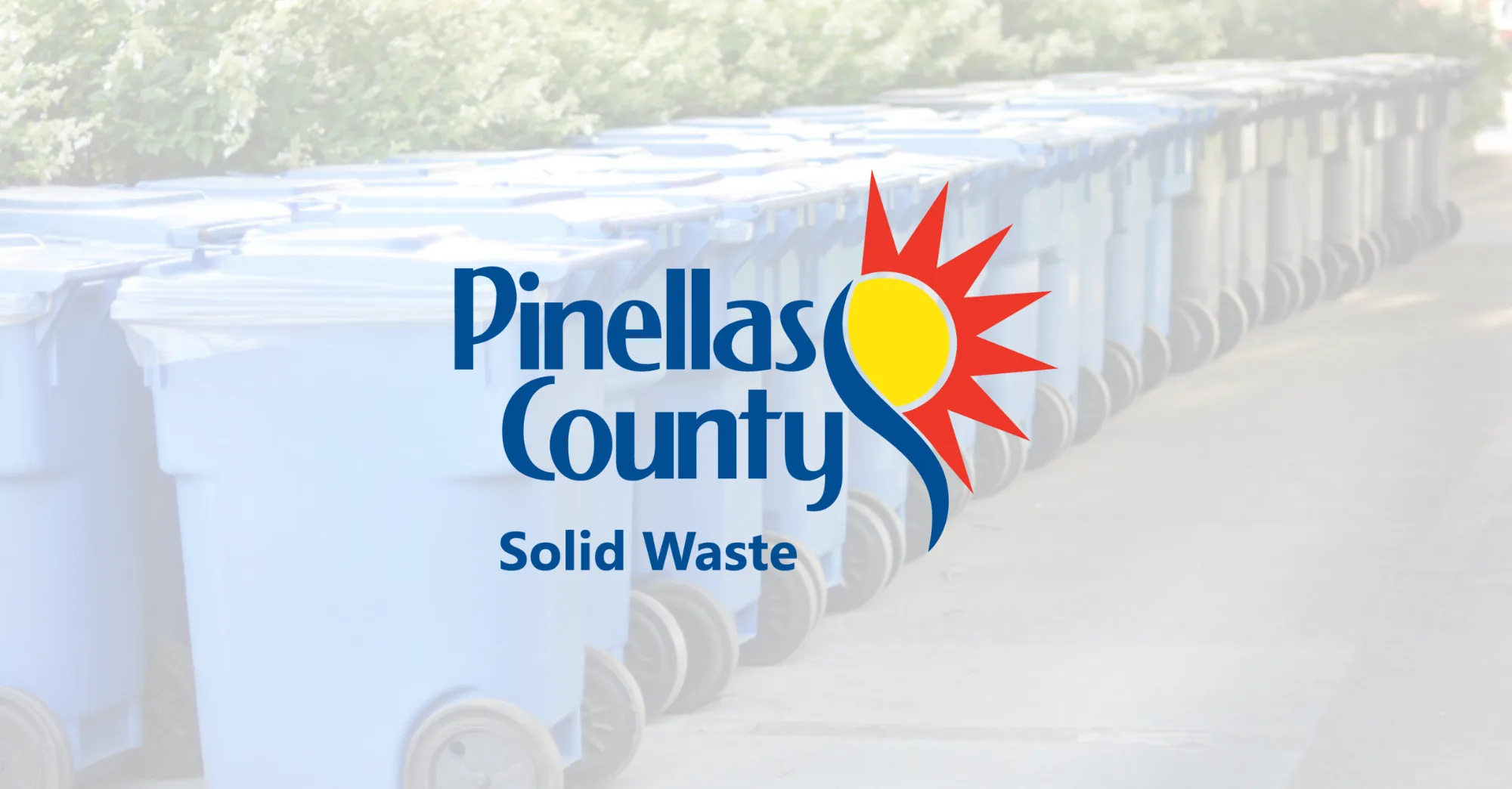 Pinellas County Solid Waste logo over a row of collection bins