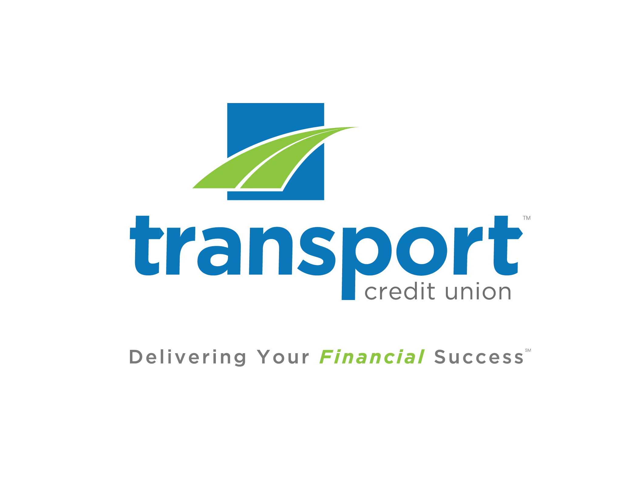 Transport Credit Union rebrand logo with tagline 'Delivering Your Financial Success'