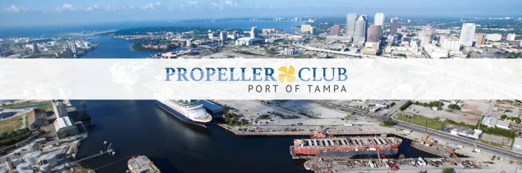 Port of Tampa Aerial photo with the Propeller club logo