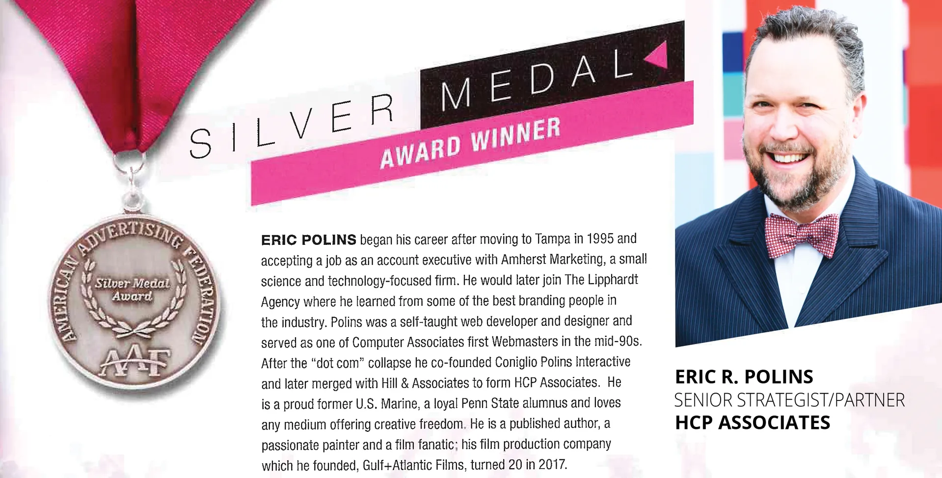 Eric Polins receives American Advertising Federation's Silver Medal Award at the 2017 ADDY's