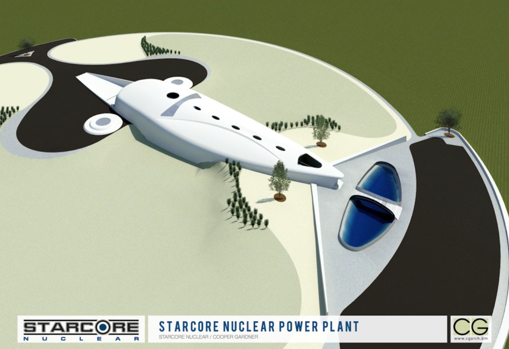 3D rendering of the StarCore Nuclear power plant facility design