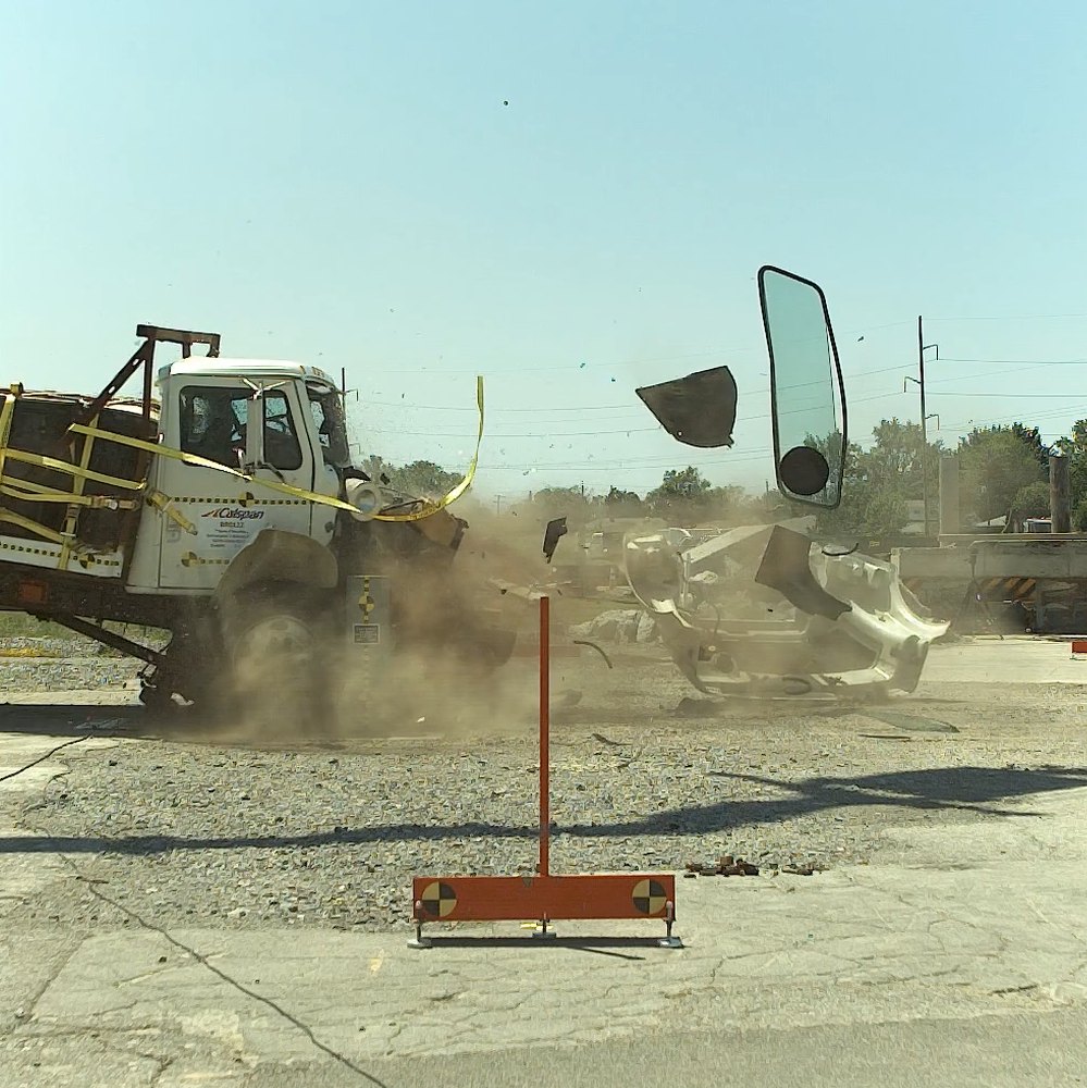 Crash-rated Nasatka bollard stopping a test truck