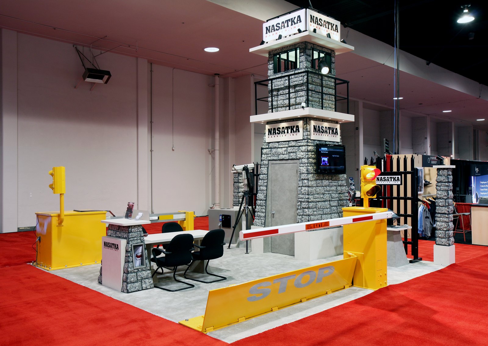 HCP-designed two-story guard-tower exhibit for Nasatka Security
