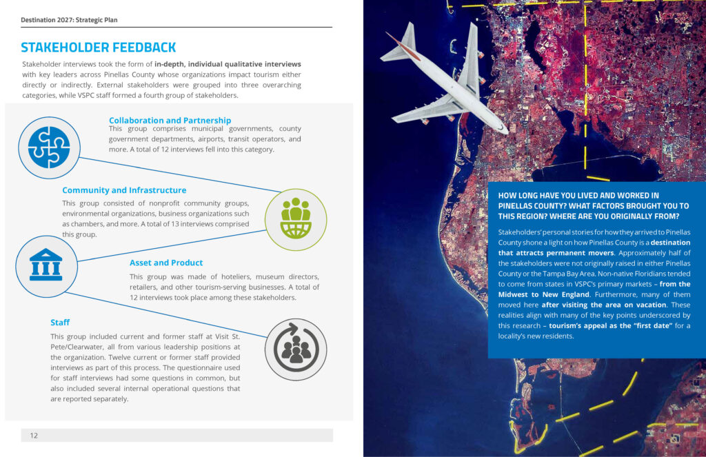 St. Pete Clearwater strategic plan spread showing stakeholder feedback