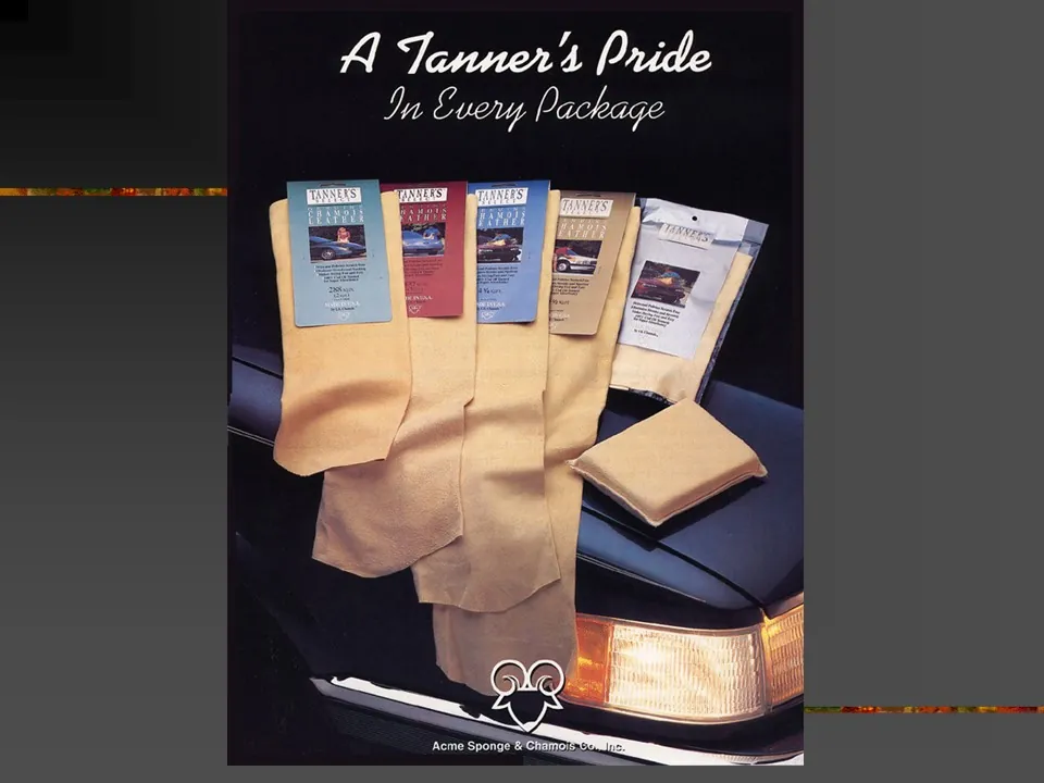 'A Tanner's Pride in Every Package' advertisement featuring leather goods