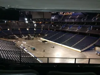 Aerial view of an empty stadium interior