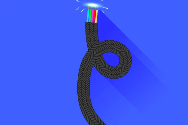 Illustration of a coaxial cable being cut, representing cord-cutting