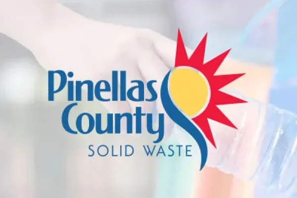 Pinellas County Solid Waste logo over a recycling photo
