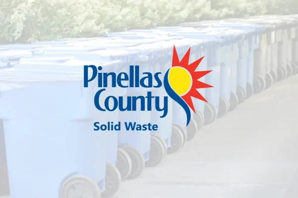 Rows of Pinellas County Solid Waste collection carts