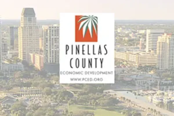 Pinellas County Economic Development logo over an aerial city photo
