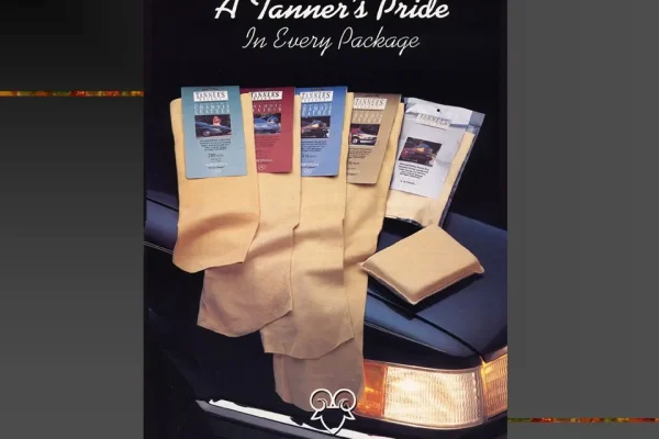'A Tanner's Pride in Every Package' advertisement featuring leather goods