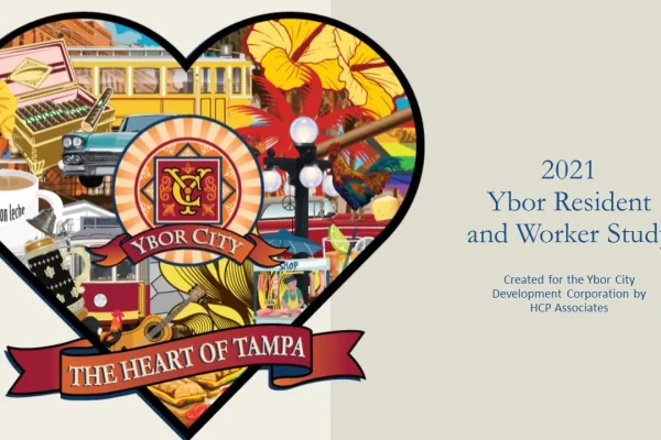 Heart-shaped collage graphic for the 2021 Ybor Resident and Worker Study, 'The Heart of Tampa'